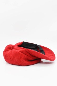 Kırmızı Bayan Şapka Kadın Kasket Yün Flat Cap