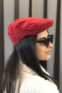 Kadın Kasket Kadife Şapka Flat Cap
