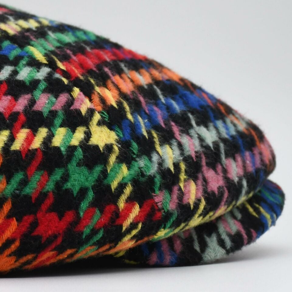 Erkek Kazayağı Desenli Yün 8 Parça Multicolor Kasket Şapka