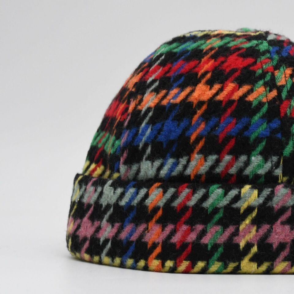 Etnik Desen Kısa Docker Şapka Vintage Cap Kasket