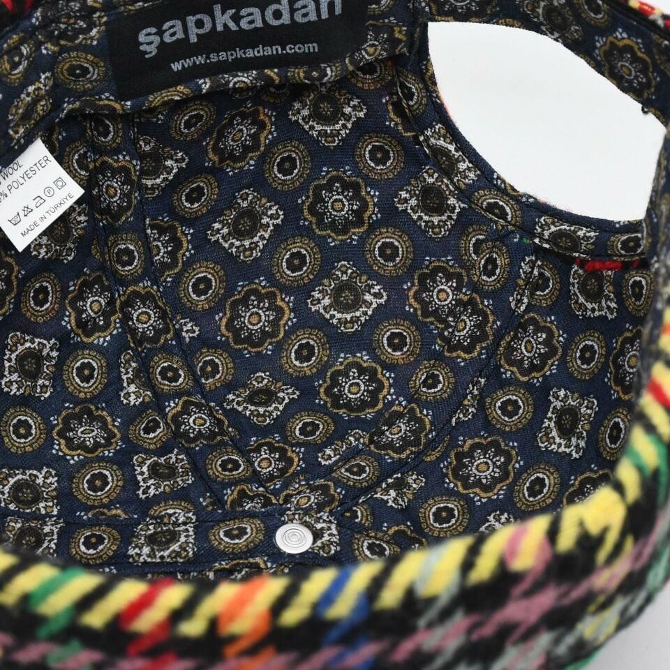 Etnik Desen Kısa Docker Şapka Vintage Cap Kasket