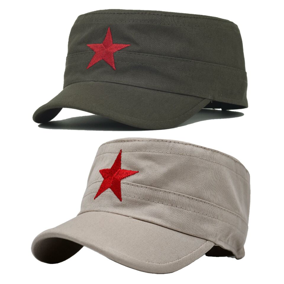Castro Haki Ve Bej Şapka Ikili Set Kastro Set Yıldızlı Unisex