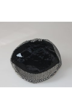 Kazayağı Desen Erkek Şapka Önü Deri Kasket Ekru