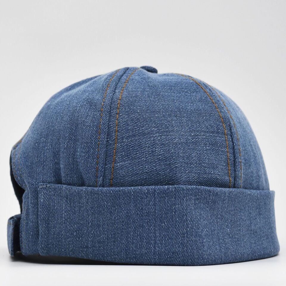 Urban Koyu Mavi Docker Şapka - Sipersiz Denim %100 Pamuk Kep