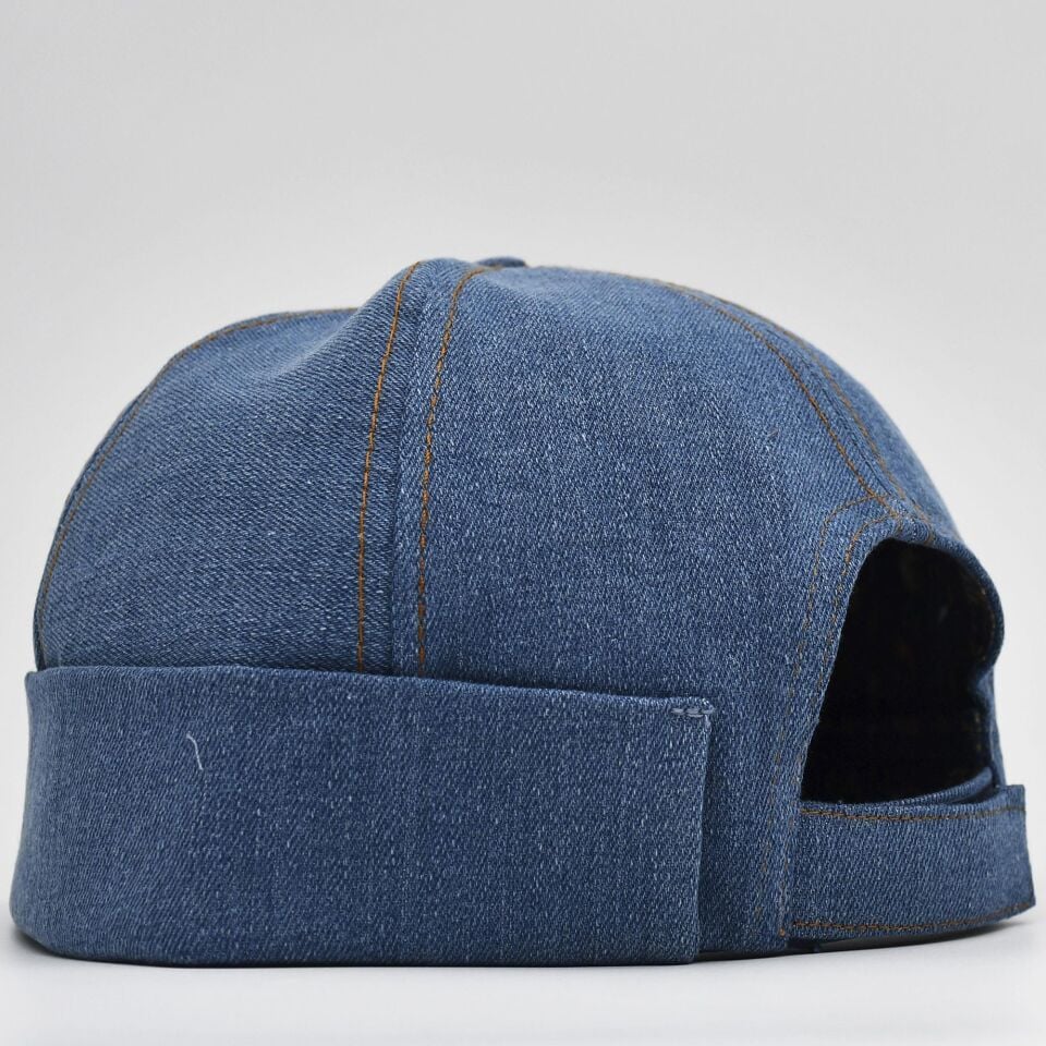 Urban Koyu Mavi Docker Şapka - Sipersiz Denim %100 Pamuk Kep