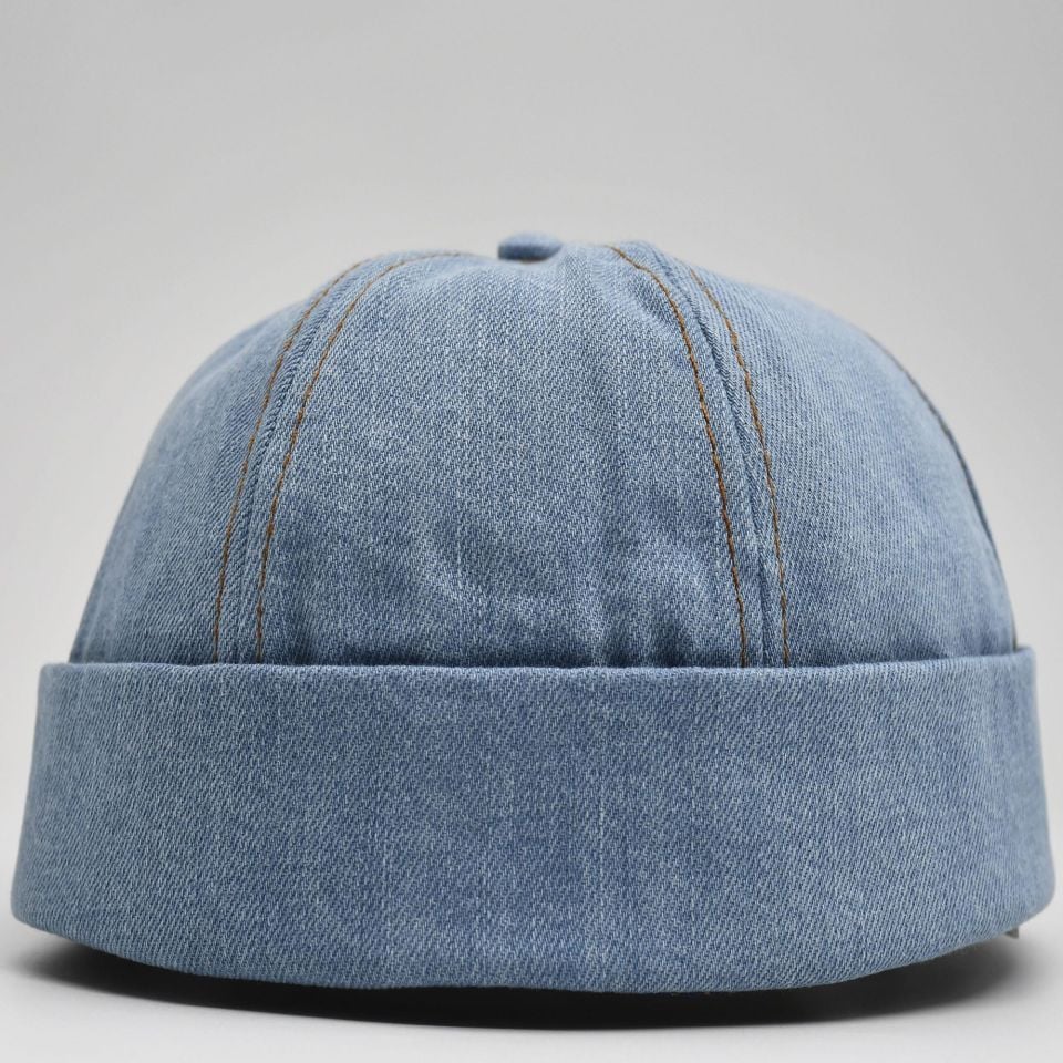 Urban Açık Mavi Docker Şapka - Sipersiz Denim %100 Pamuk Kep