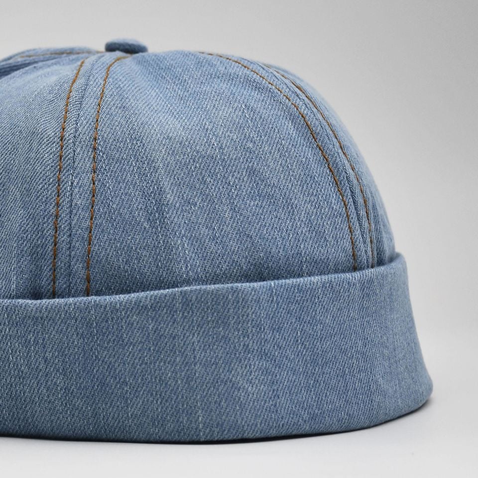 Urban Açık Mavi Docker Şapka - Sipersiz Denim %100 Pamuk Kep