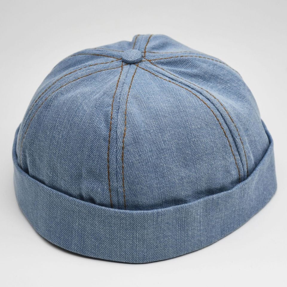 Urban Açık Mavi Docker Şapka - Sipersiz Denim %100 Pamuk Kep