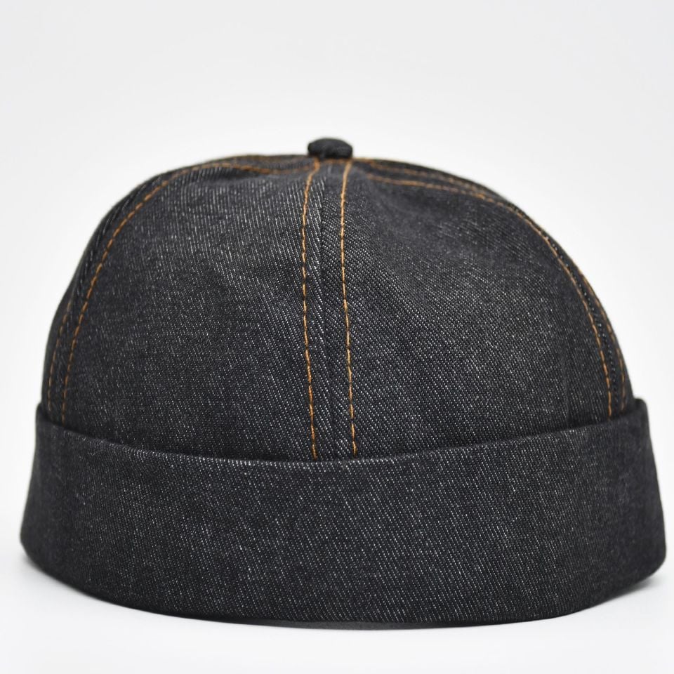 Urban Siyah Docker Şapka - Sipersiz Denim %100 Pamuk Kep