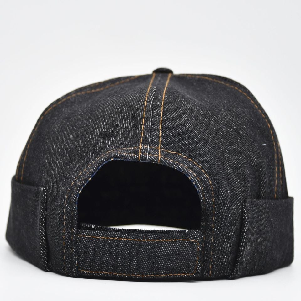 Urban Siyah Docker Şapka - Sipersiz Denim %100 Pamuk Kep