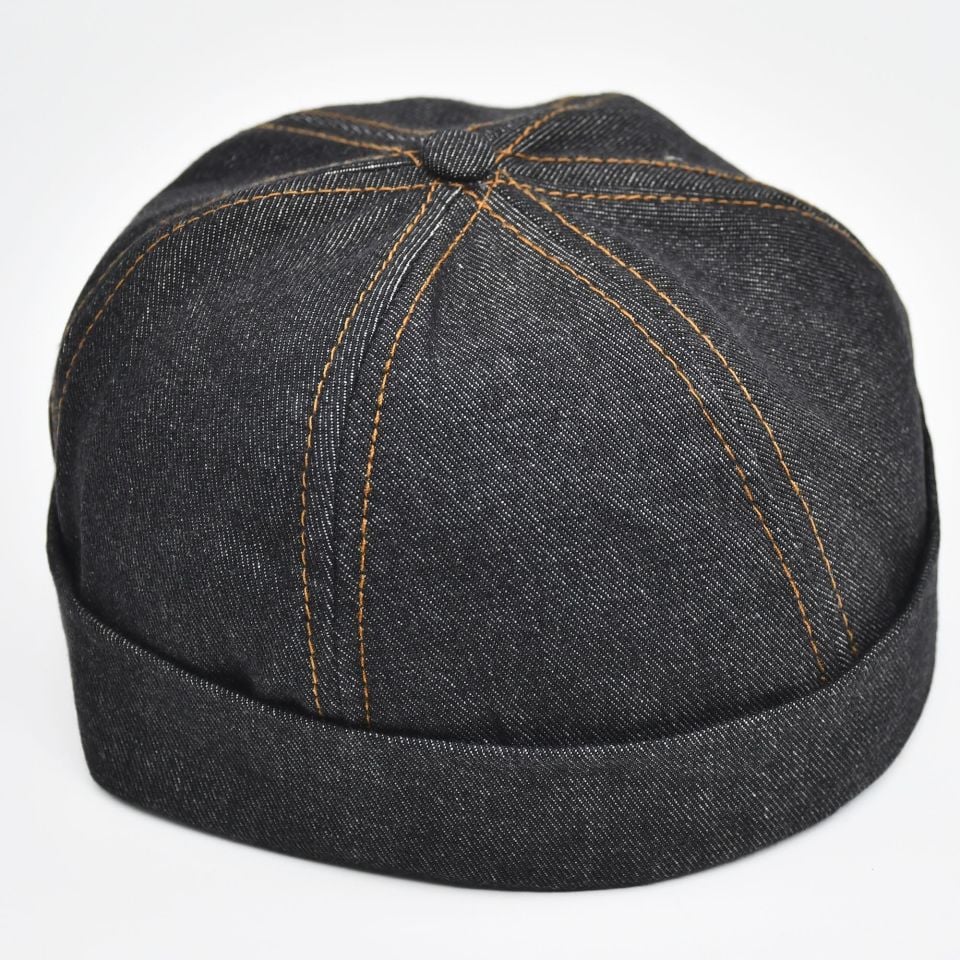 Urban Siyah Docker Şapka - Sipersiz Denim %100 Pamuk Kep