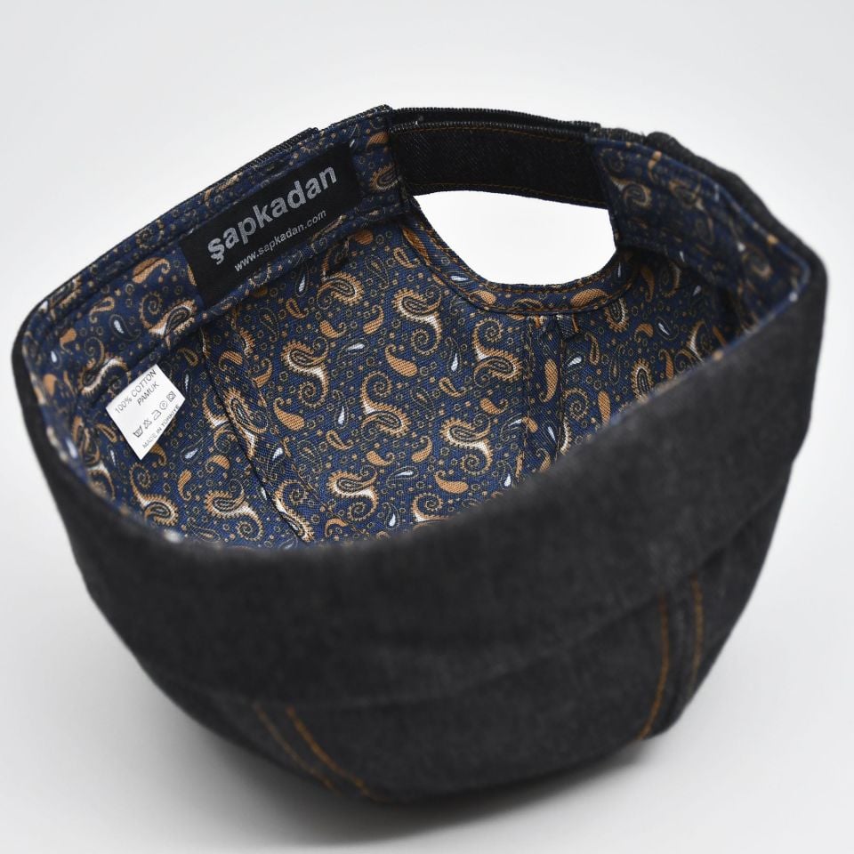 Urban Siyah Docker Şapka - Sipersiz Denim %100 Pamuk Kep