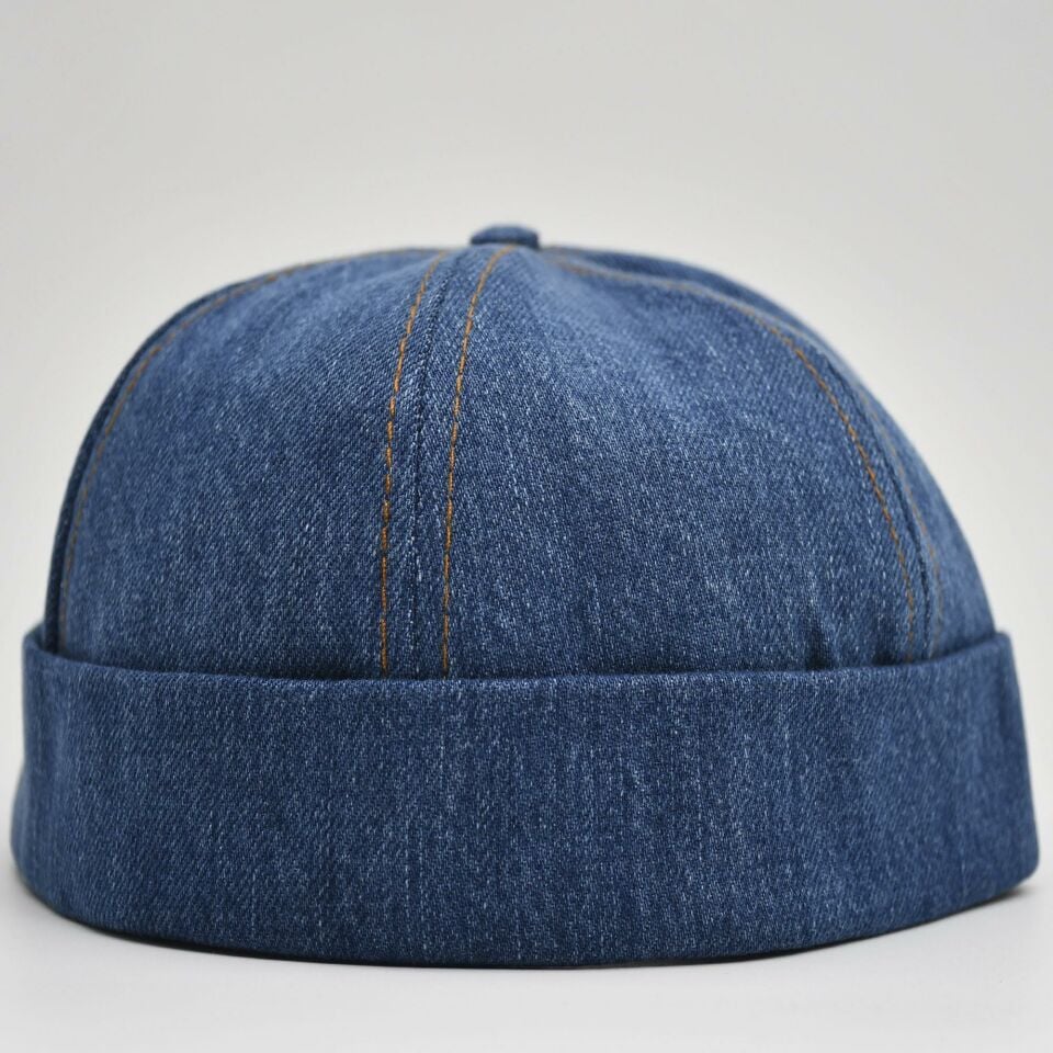Urban Koyu Mavi Docker Şapka - Sipersiz Denim %100 Pamuk Kep