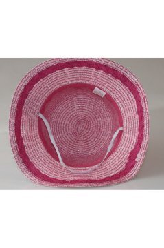 Genç Kız Pembe Hasır Panama Şapka Plaj Şapkası