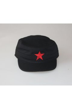 Yazlık Erkek Şapka Kastro Şapka Yıldız Nakışlı Siyah