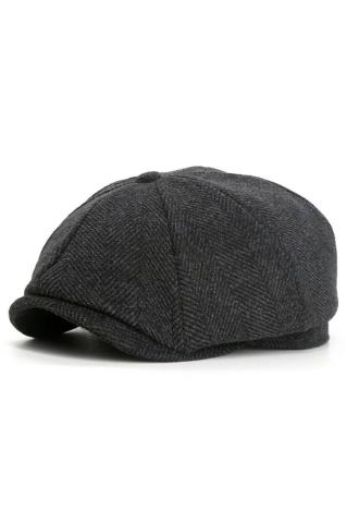 Balık Sırtı Koyu Gri Kışlık Kaşe Kumaş Peaky Blinders Erkek Şapka Kasket