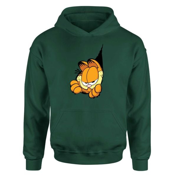 Garfield Tear Koyu Yeşil Hoodie