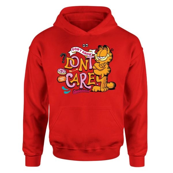 Garfield | I Don't Care Kırmızı Hoodie