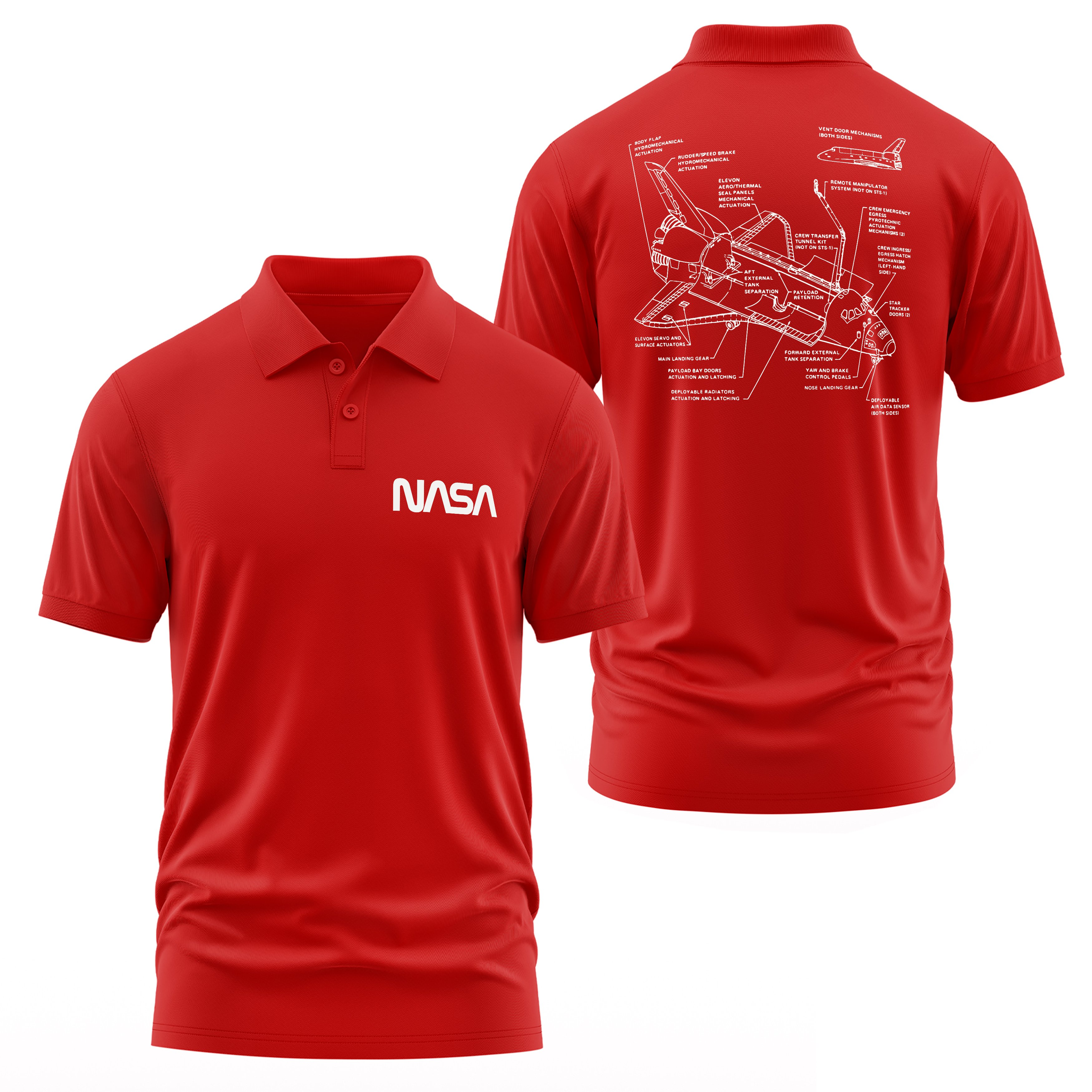 NASA Retro Mechanisms Graphic v1.0 Polo Tişört