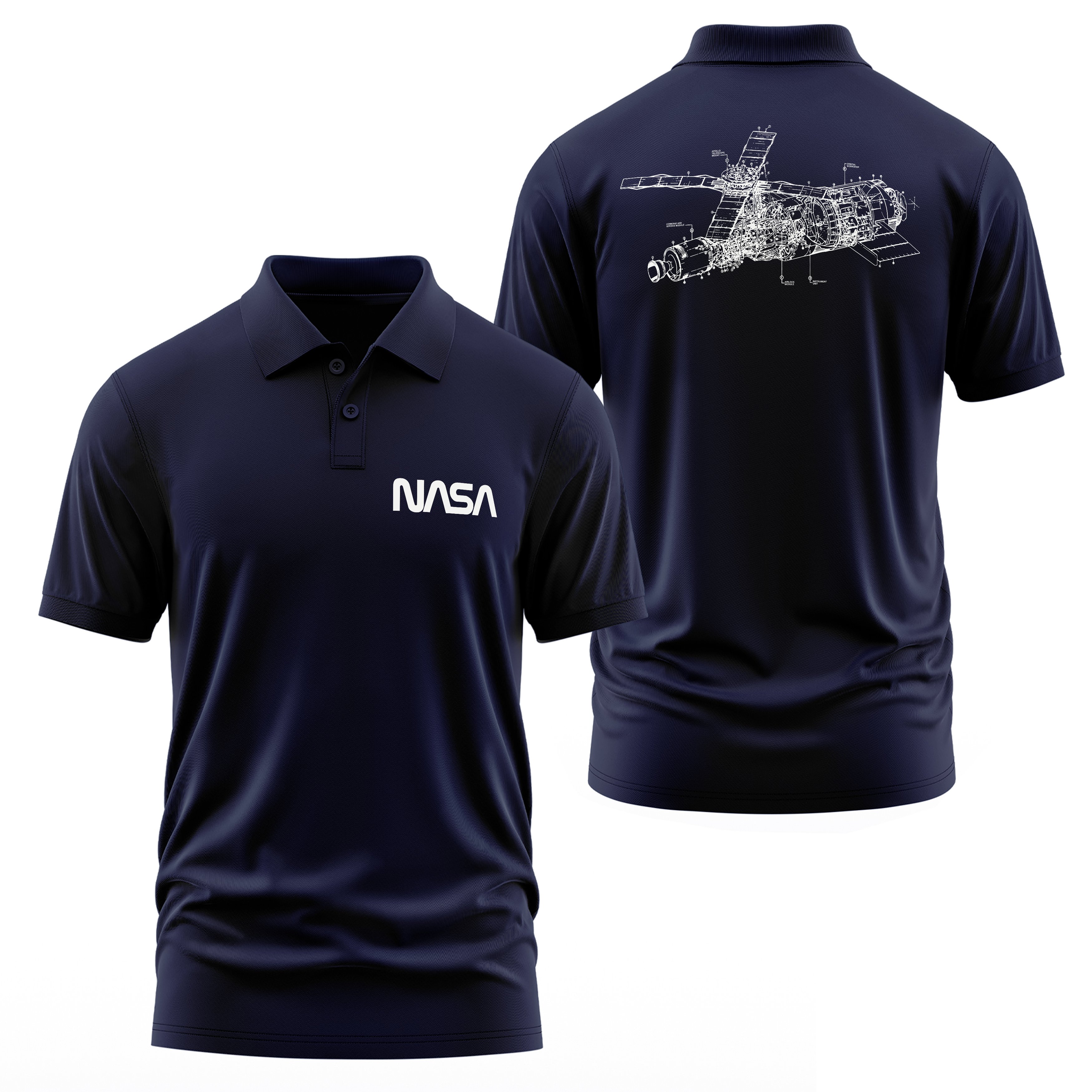 NASA Retro Mechanisms Graphic v2.0 Polo Tişört