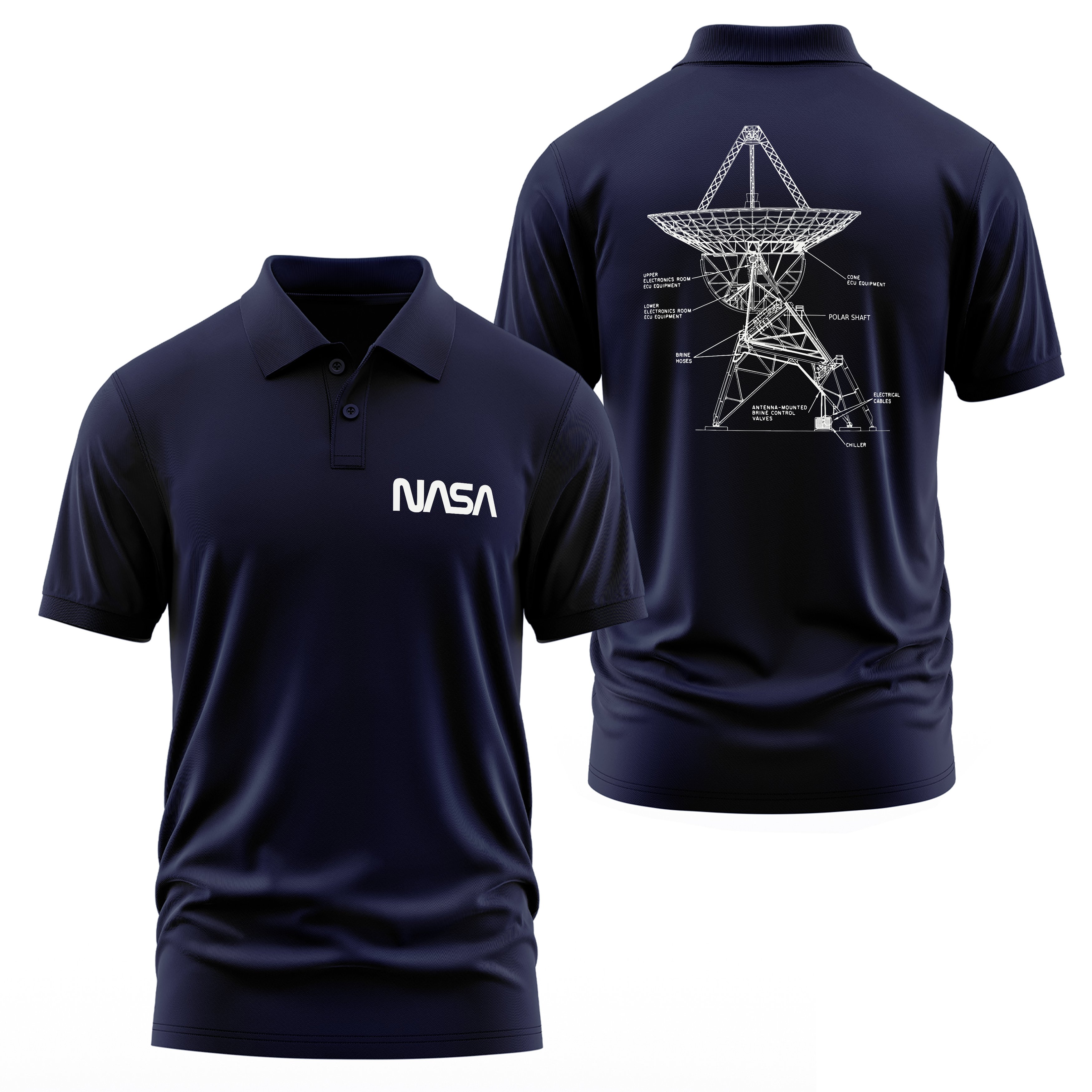 NASA Retro Mechanisms Graphic v3.0 Polo Tişört