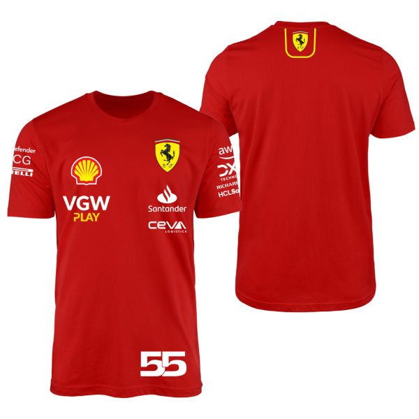 Carlos Sainz 55 | Scuderia Ferrari 2024 Kırmızı Tişört
