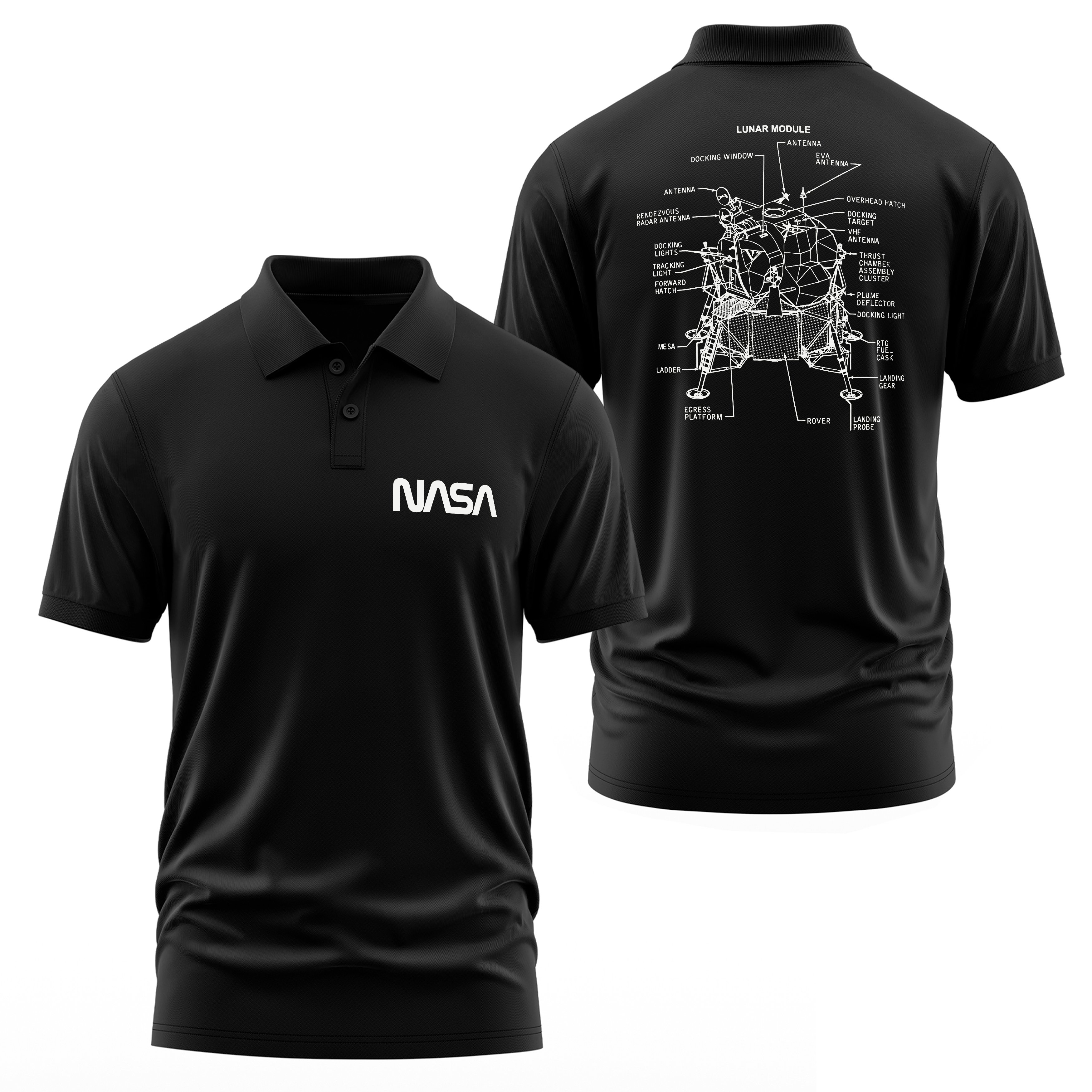 NASA Lunar Module Diagram Polo Tişört