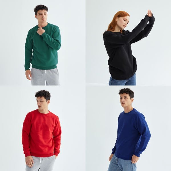 Baskısız Düz Casual Sweatshirt