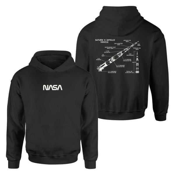 NASA Retro Diagrams I Siyah Sweatshirt