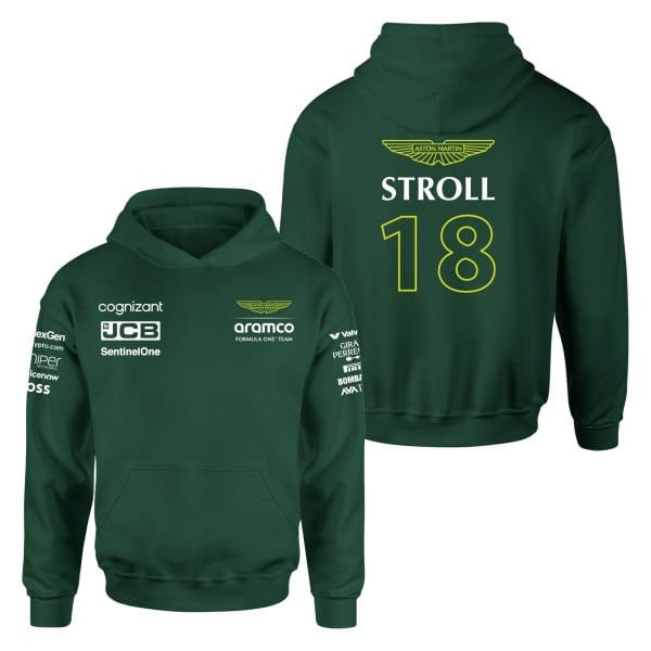 Lance Stroll 18 | Aston Martin Koyu Yeşil Hoodie