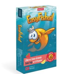 EasyFishoil Çocuk Çilek ve Limon Aromalı 30 Çiğneme Tableti SKT:12.25
