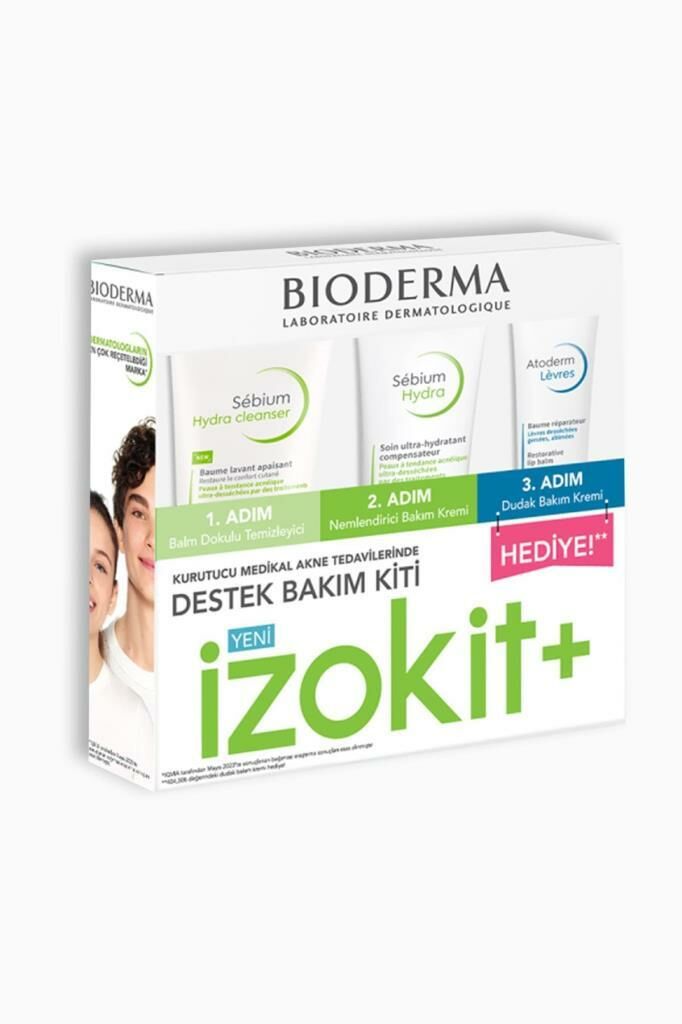 Bioderma Sebium İzokit + Sebium Hydra Cleanser 200 ml - Sebium Hydra 40 ml - Atoderm Levres 15 ml