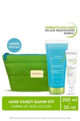 Bioderma Akne Karşıtı Bakım Kiti Çanta Hediyeli Sebium Foaming Jel 200 ml + Sebium Kerato 30 ml SKT:06.26