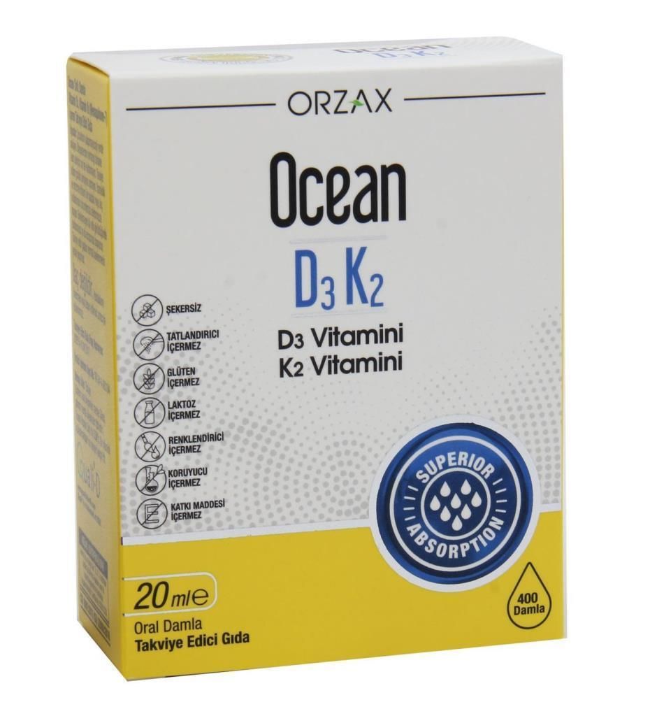 Orzax Ocean D3K2 Damla 20 ml SKT:05.26