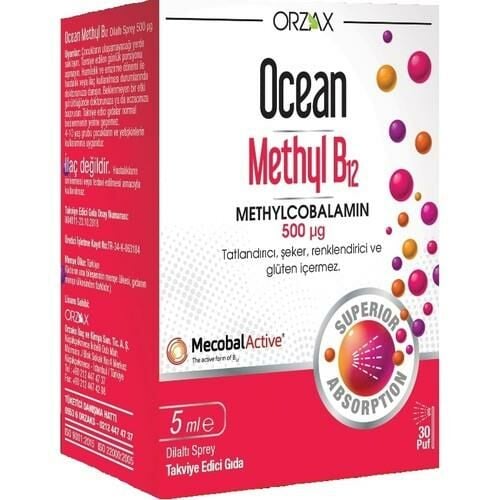 Orzax Ocean Methyl B12 Sprey 500 mcg 5 ml SKT:11.26