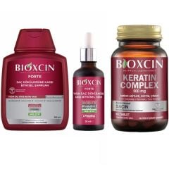 Bioxcin Forte Saç Bakım Kiti Yoğun Saç Dökülmesi İçin (300 ml Şampuan & 50 ml Serum & Keratin Complex 60 Tablet)