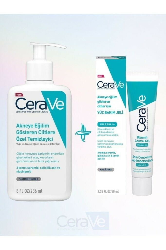 Cerave Akne Eğilimli Ciltler 236 ml + Yüz Bakım Jeli 40 ml 2.Ürün %50 İndiriml