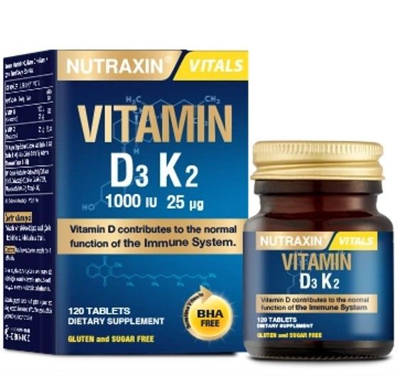 Nutraxin Vitamin D3K2 1000 IU 120 Tablet SKT:02.28