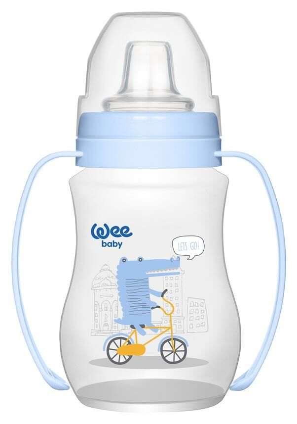 Wee Baby 754 Akıtmaz Kulplu PP Antikolik Bardak 250 ml - Mavi
