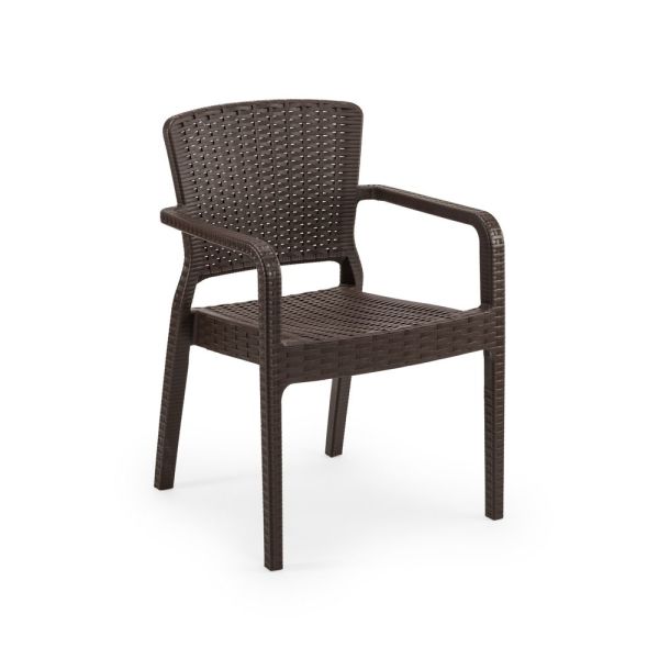 Dış Mekanlar İçin Venge Renkli Rattan Bahçe Masa ve Sandalye Takımı 4 Kişilik 90x90 cm Kare