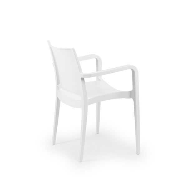 Beyaz Renkli Kollu Dış Mekan Bahçe Sandalyesi Mutfak Cafe Restaurant Otel Teras Balkon Veranda ve Bahçe Sandalyesi Modeli