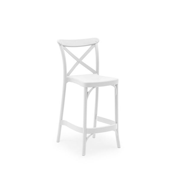 Beyaz Bahçe Bar Sandalyesi 65 cm İç ve Dış Mekanlarda Şıklığıyla Öne Çıkan Pratik Bir Seçenek