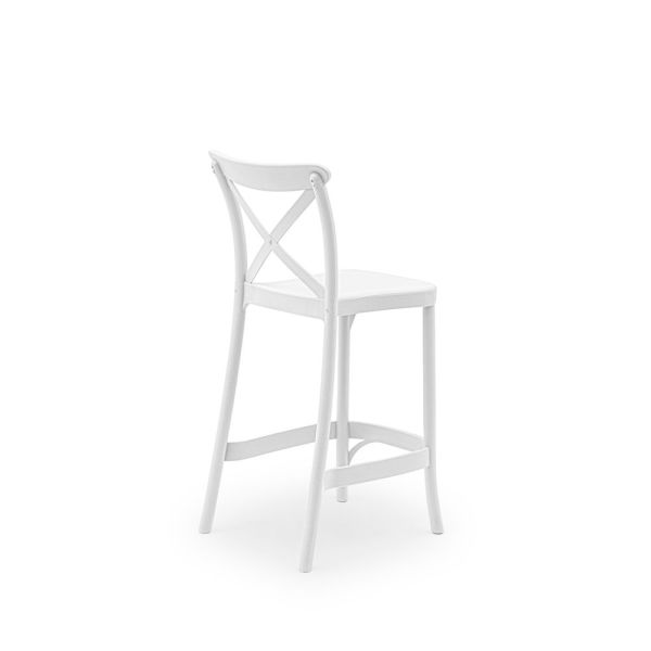 Beyaz Bahçe Bar Sandalyesi 65 cm İç ve Dış Mekanlarda Şıklığıyla Öne Çıkan Pratik Bir Seçenek