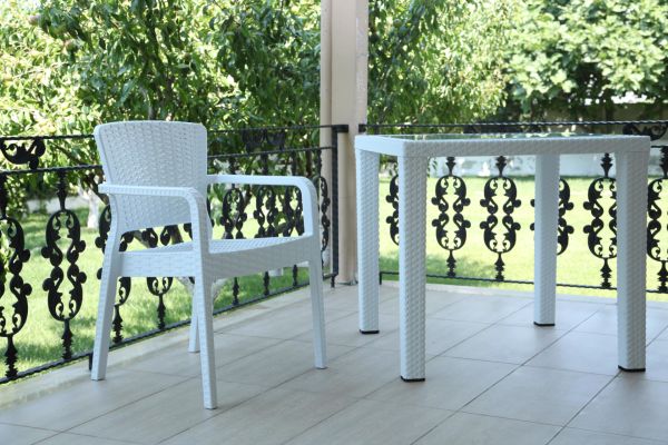 Antrasit Gri Rattan Plastik 4 Kişilik Kare 80x80.cm Dış Mekan Bahçe Masa Sandalye Takımı