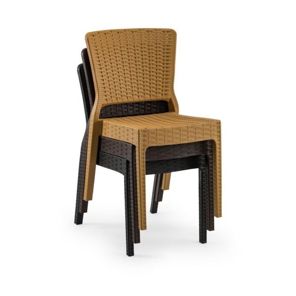 Antrasit Gri Rattan Plastik Bahçe Masa Sandalye Takımı 80x120 cm Otel Cafe Restaurant Teras Balkon Veranda İçin Dış Mekan Masası Sandalyesi Takımları