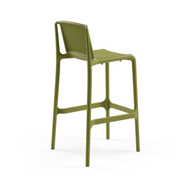 Polipropilen Plastik Haki Yeşil Bahçe Yüksek Boy Bar Sandalyesi Modelleri 75.cm