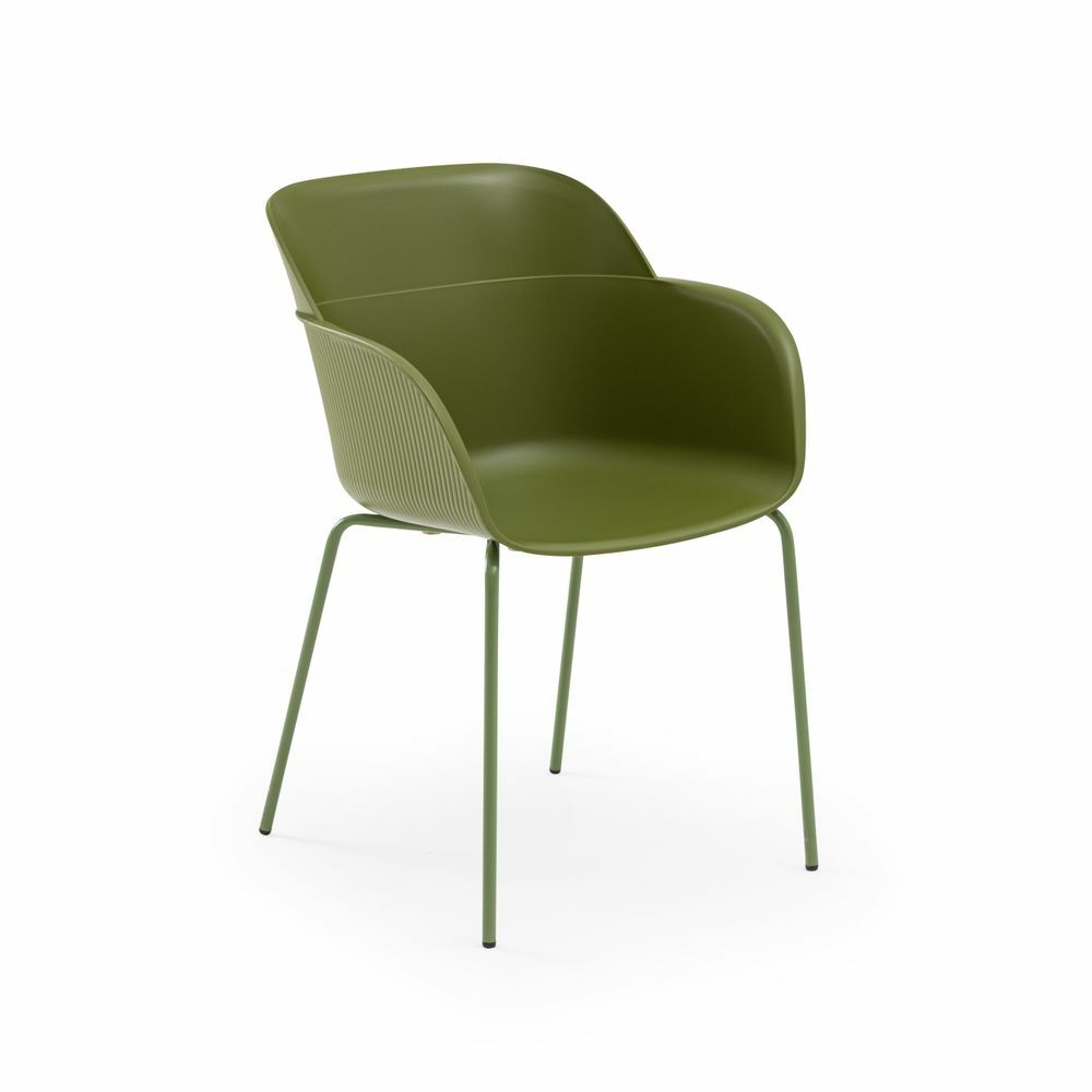 Metal Yeşil Boyalı Ayak Polipropilen Plastik Modern Haki Yeşil Mutfak Sandalye