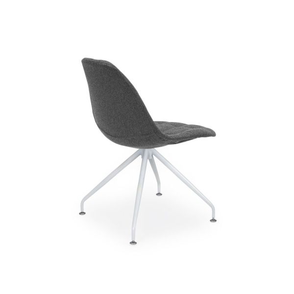 Eos Metal Beyaz Ayak Antrasit Gri Kumaş Tekerleksiz Ofis Çalışma Sandalyesi