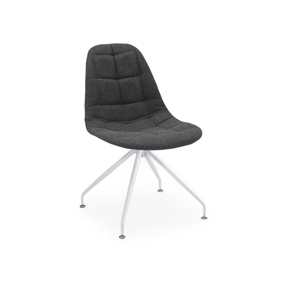 Eos Metal Beyaz Ayak Antrasit Gri Kumaş Tekerleksiz Ofis Çalışma Sandalyesi
