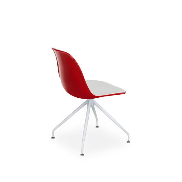 Metal Beyaz Sağa Sola Döner Ayaklı Kırmızı Beyaz Tekerleksiz Ofis Çalışma Sandalyesi